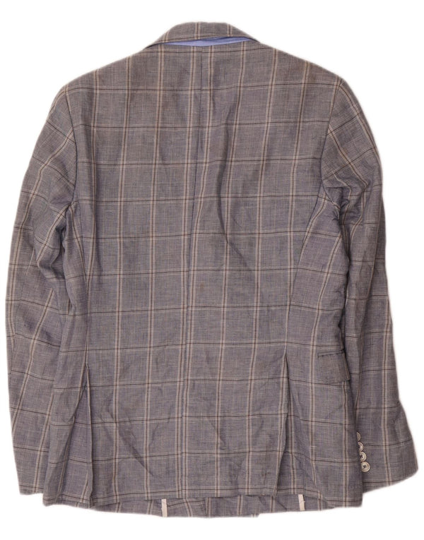 Giacca blazer doppiopetto da uomo Zara EU 48 cotone medio a quadri blu navy