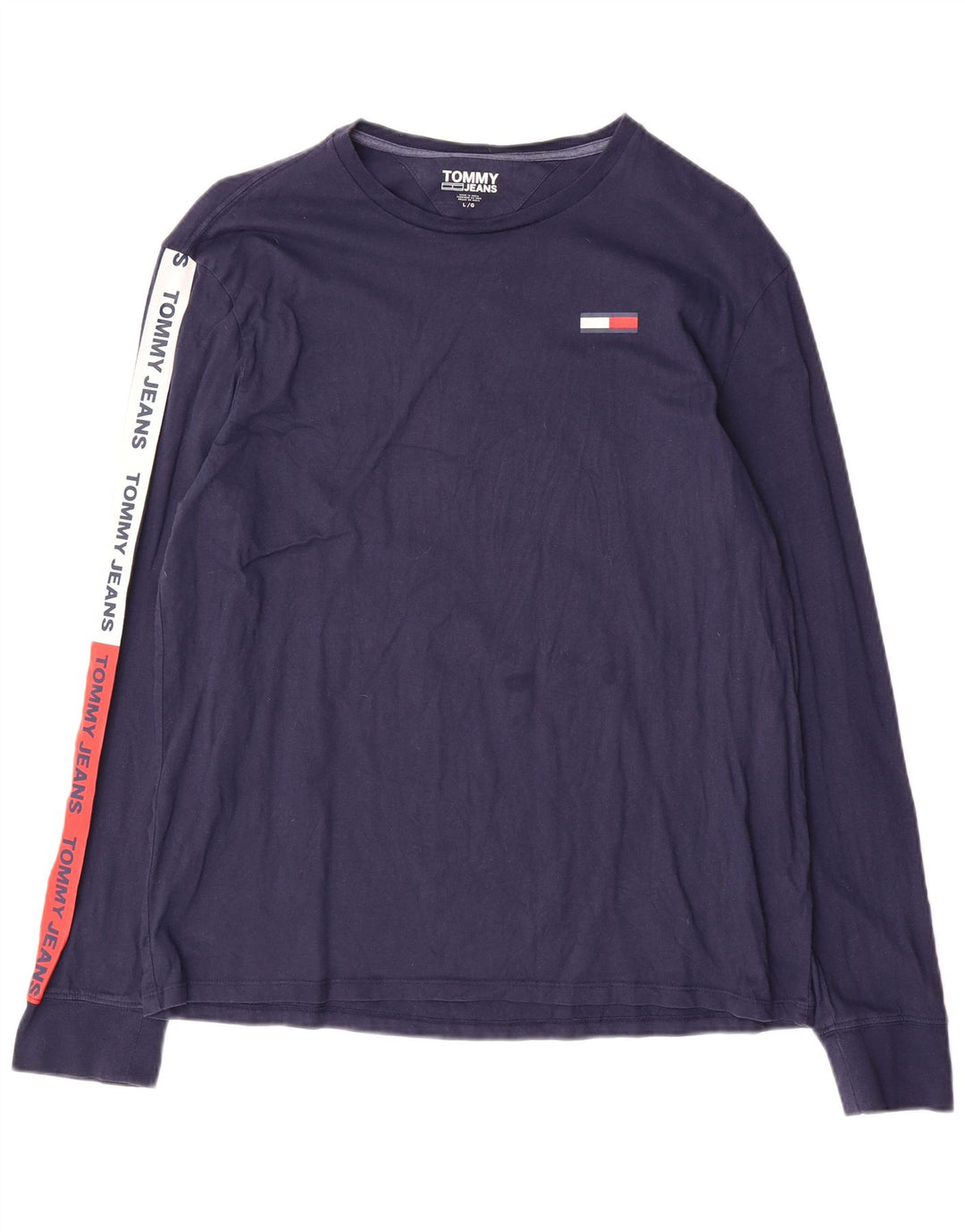 Tommy Hilfiger Uomo Graphic Top Manica Lunga Grande Blu Navy Colourblock