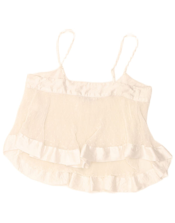 Canotta corta da donna Zara UK 10 piccola in poliestere maculato bianco