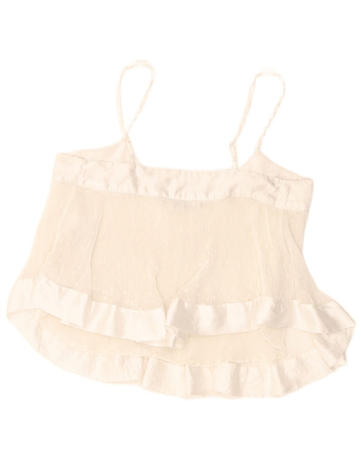 Canotta corta da donna Zara UK 10 piccola in poliestere maculato bianco