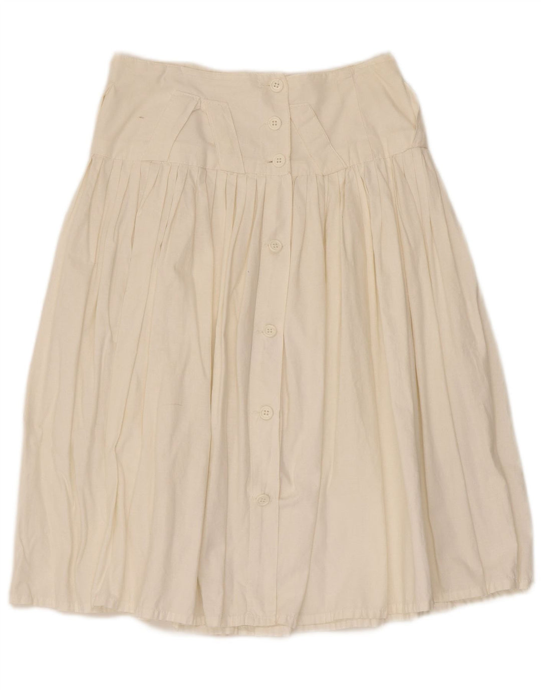 Gonna a pieghe vintage da donna IT 44 media W28 in cotone bianco