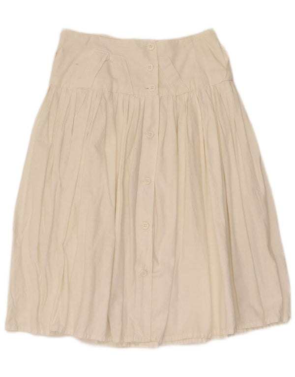 Gonna a pieghe vintage da donna IT 44 media W28 in cotone bianco
