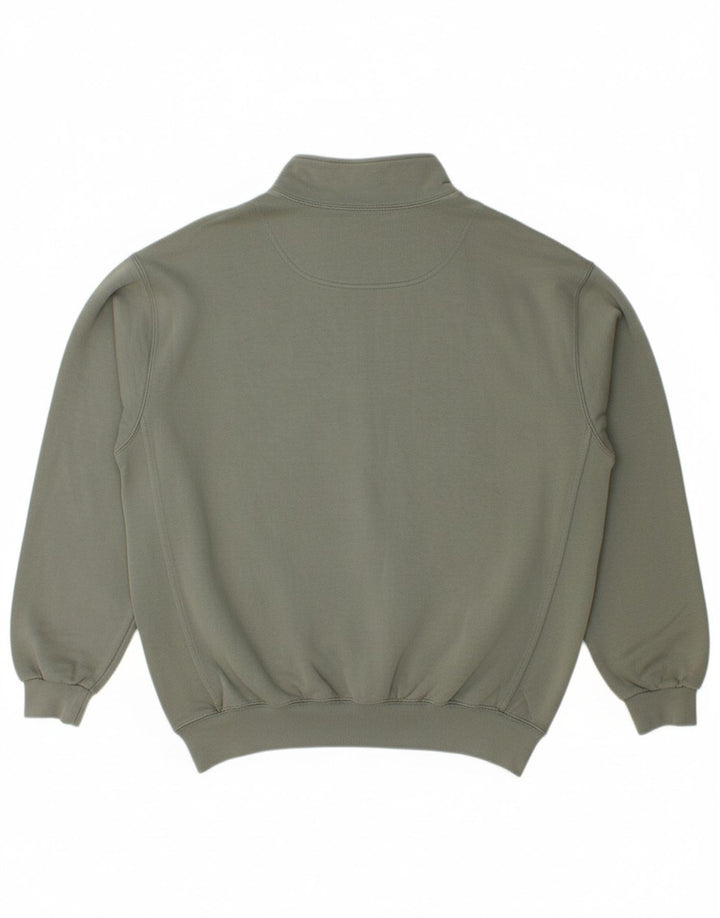 CHAMPION Mens Zip Neck Sweatshirt Jumper Medium Green Cotton