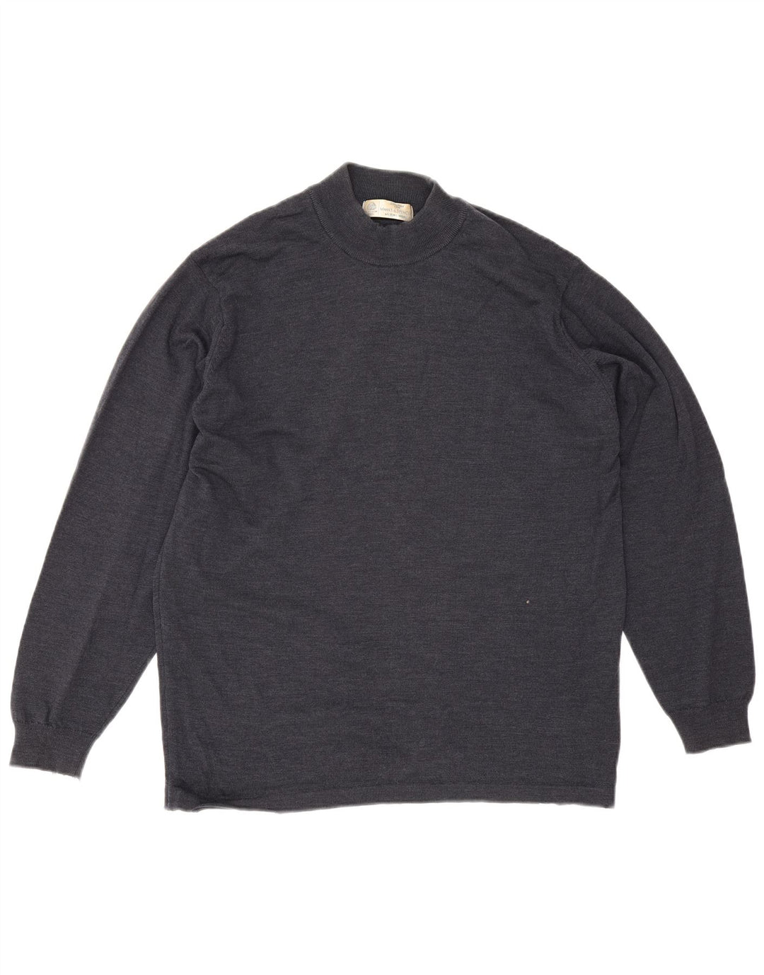 Maglione da uomo Marks & Spencer a collo alto, grande, in lana merino blu navy
