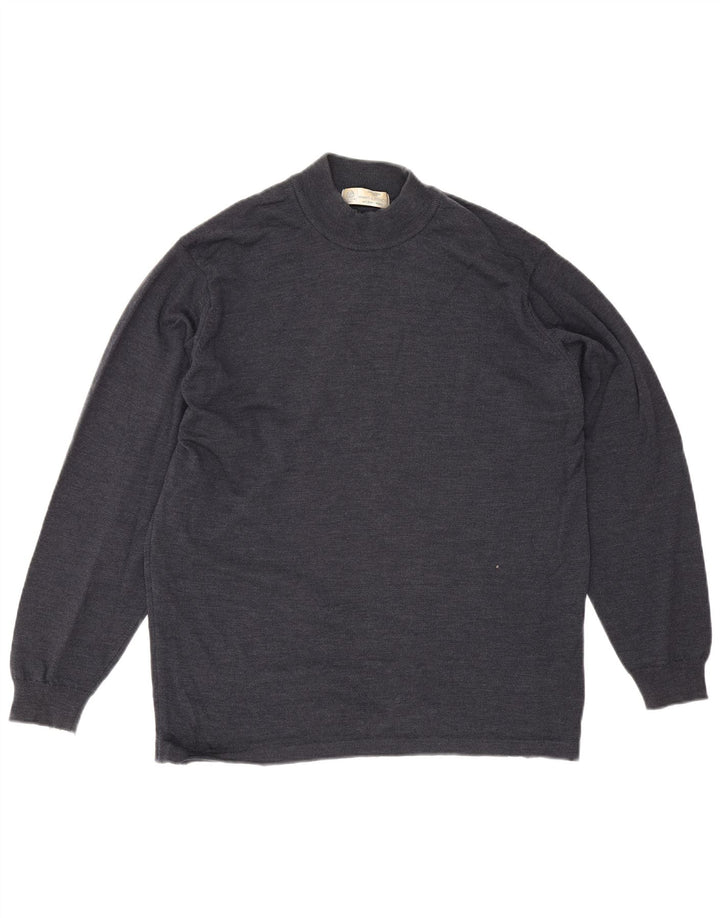 Maglione da uomo Marks & Spencer a collo alto, grande, in lana merino blu navy