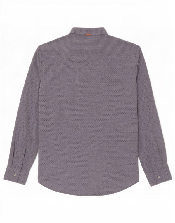 Camicia da uomo Hugo Boss Large in cotone maculato grigio