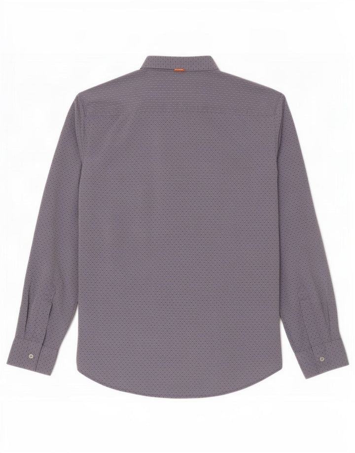 Camicia da uomo Hugo Boss Large in cotone maculato grigio