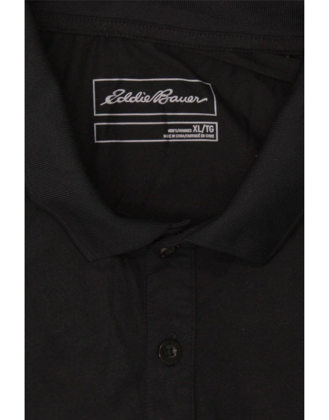 EDDIE BAUER Mens Polo Shirt XL Black Polyester Vintage Eddie Bauer and Second-Hand Eddie Bauer from Messina Hembry 
