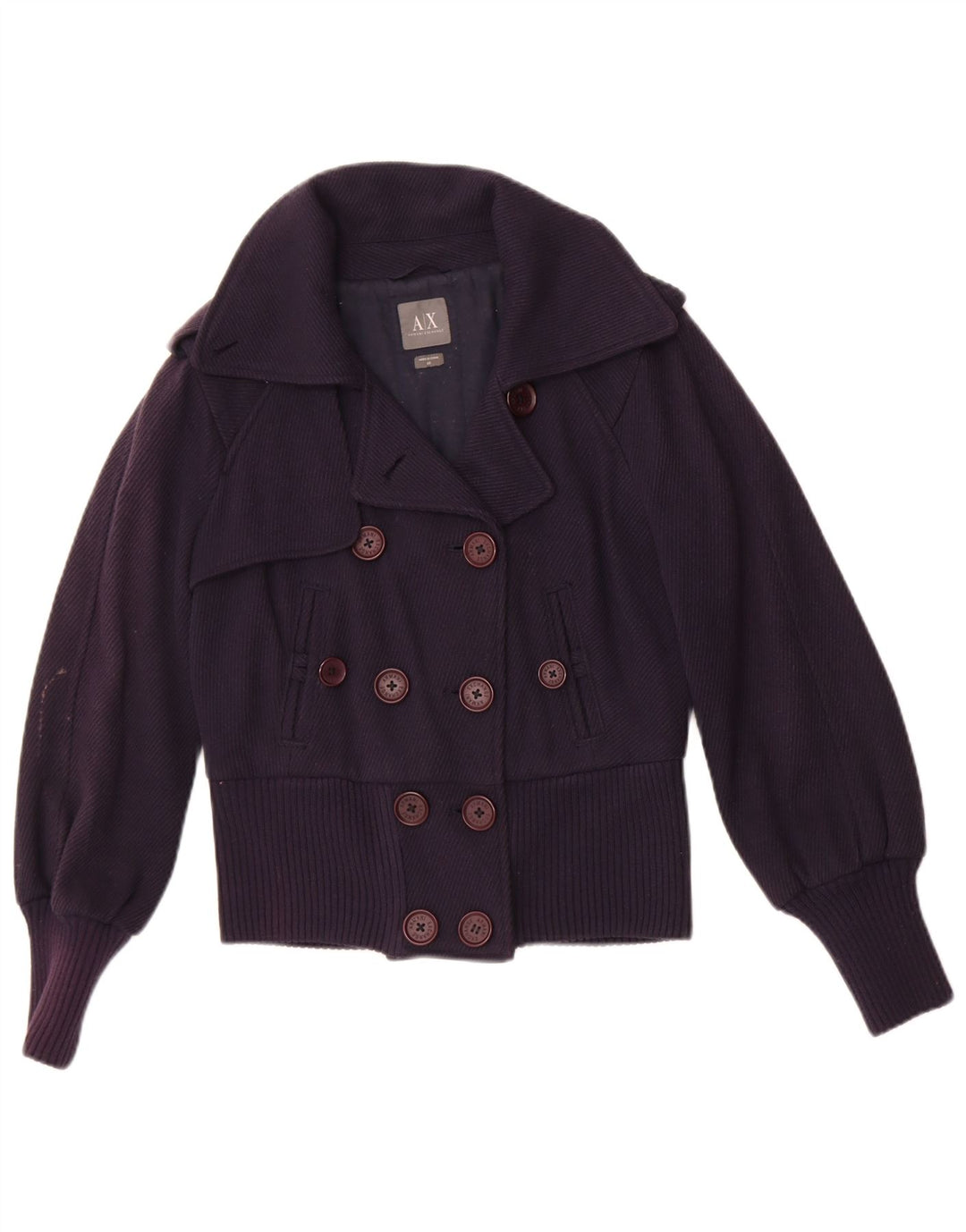Armani Exchange Giacca bomber corta doppiopetto da donna UK 6 XS Blu Navy