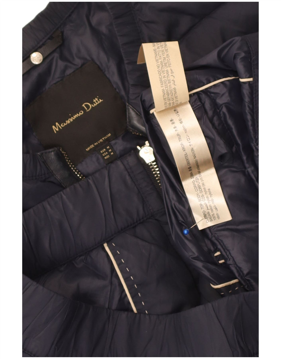 Giacca imbottita da donna Massimo Dutti UK 14 nylon medio blu navy