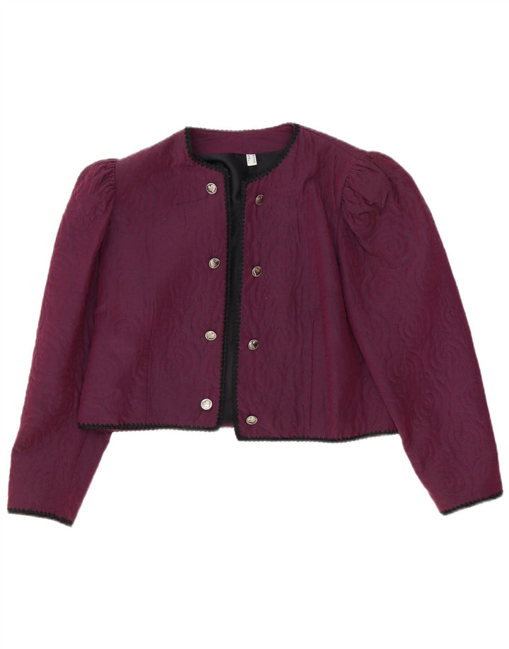 Giacca Bolero vintage da donna UK 14 viscosa viola media
