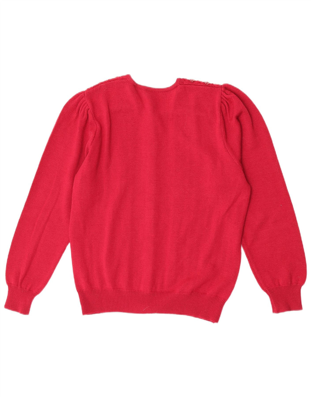 Maglione cardigan da donna vintage UK 14 lana vergine rossa media