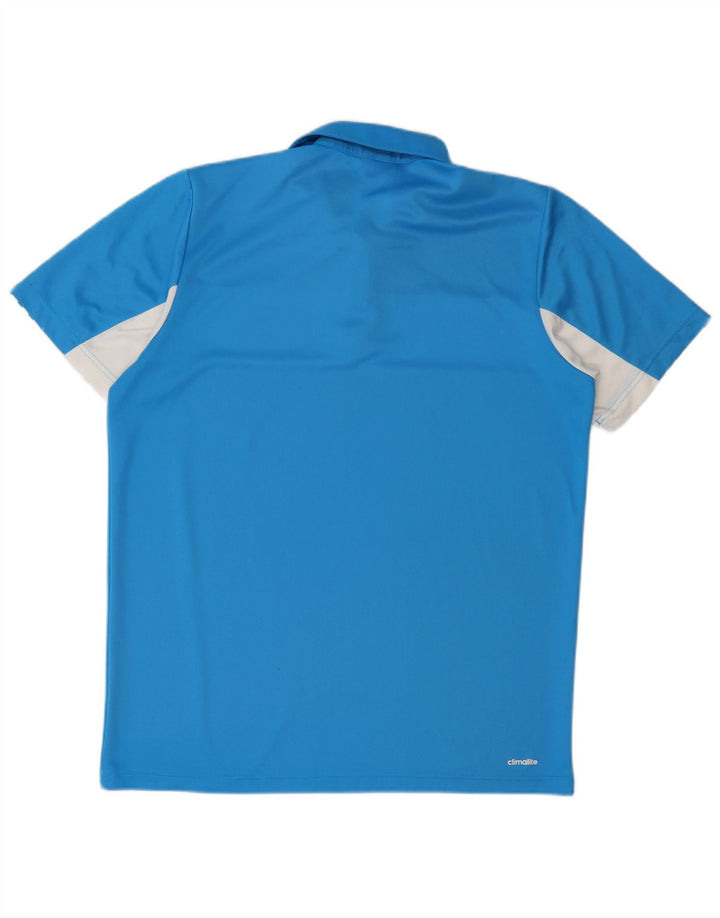 Polo Adidas Climalite da uomo grande in poliestere color block blu