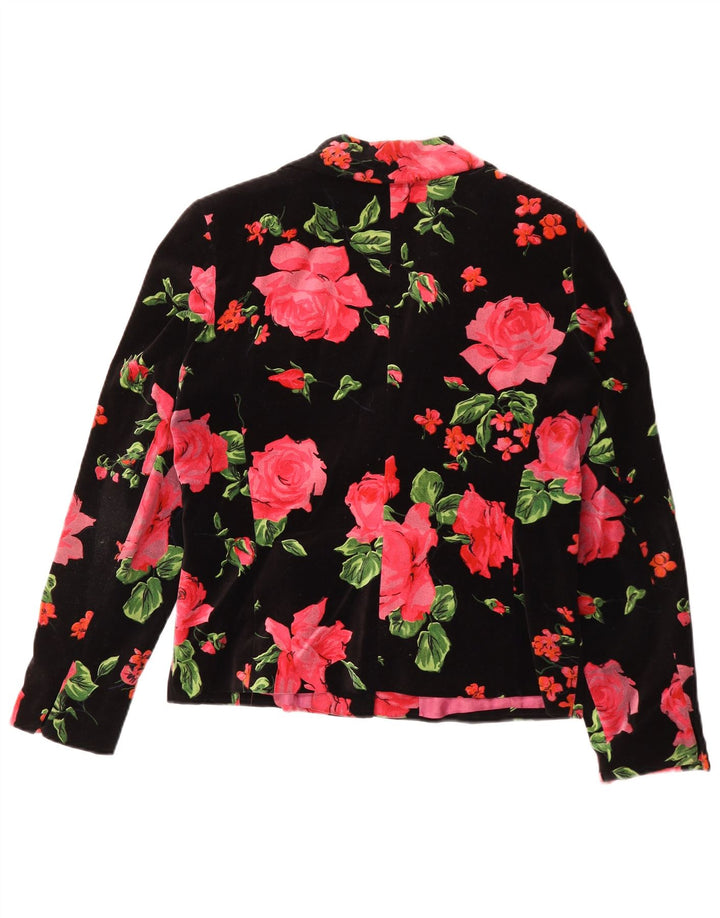 Giacca blazer in velluto a 2 bottoni da donna Madeleine UK 14 medio nero floreale