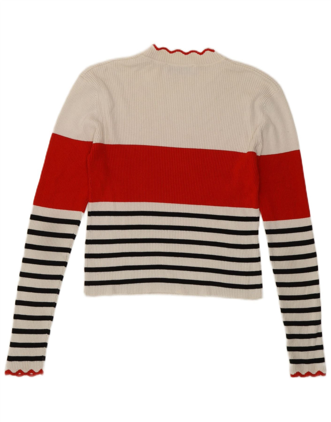 Top corto da donna Zara a maniche lunghe UK 12 a righe bianche medie