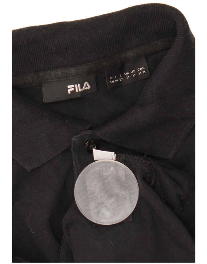 Polo da uomo Fila in cotone nero medio