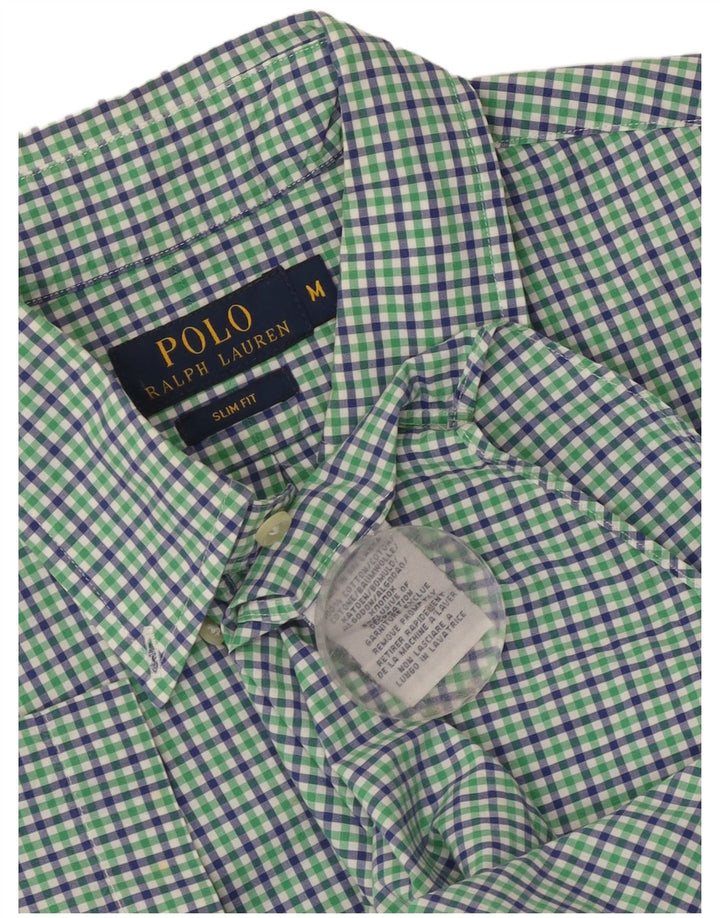 Polo Ralph Lauren Camicia slim fit a maniche corte da uomo a quadri verde medio