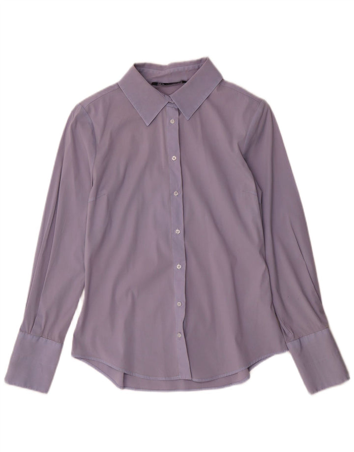 Camicia formale da donna Zara UK 12 cotone blu medio