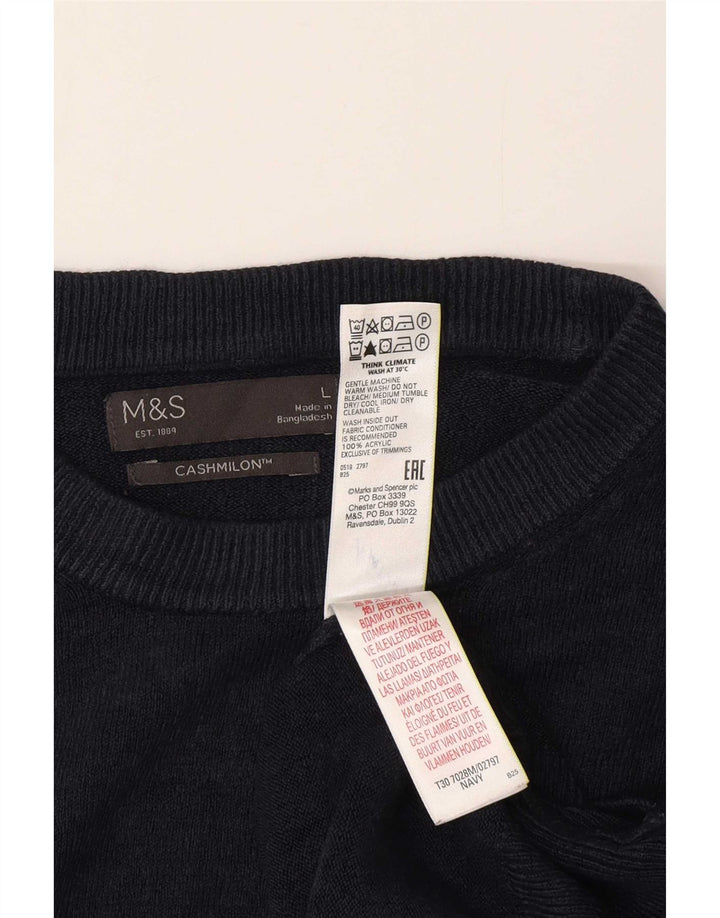 Maglione maglione girocollo da uomo Marks & Spencer grande acrilico blu navy