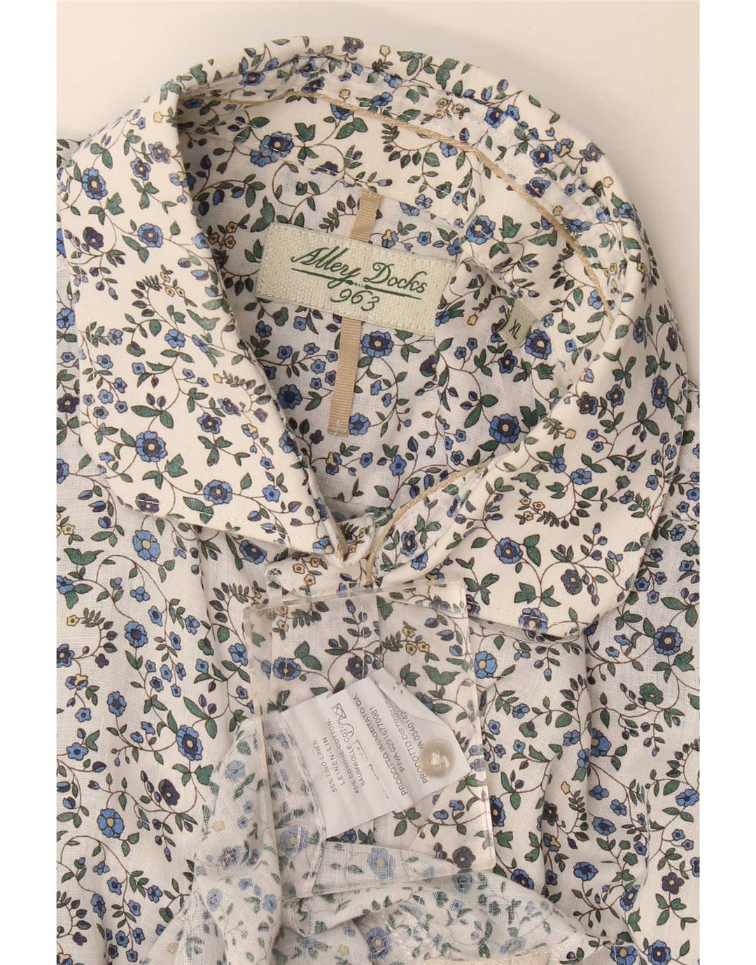 Camicia da uomo Alley Docks XL in lino floreale bianco