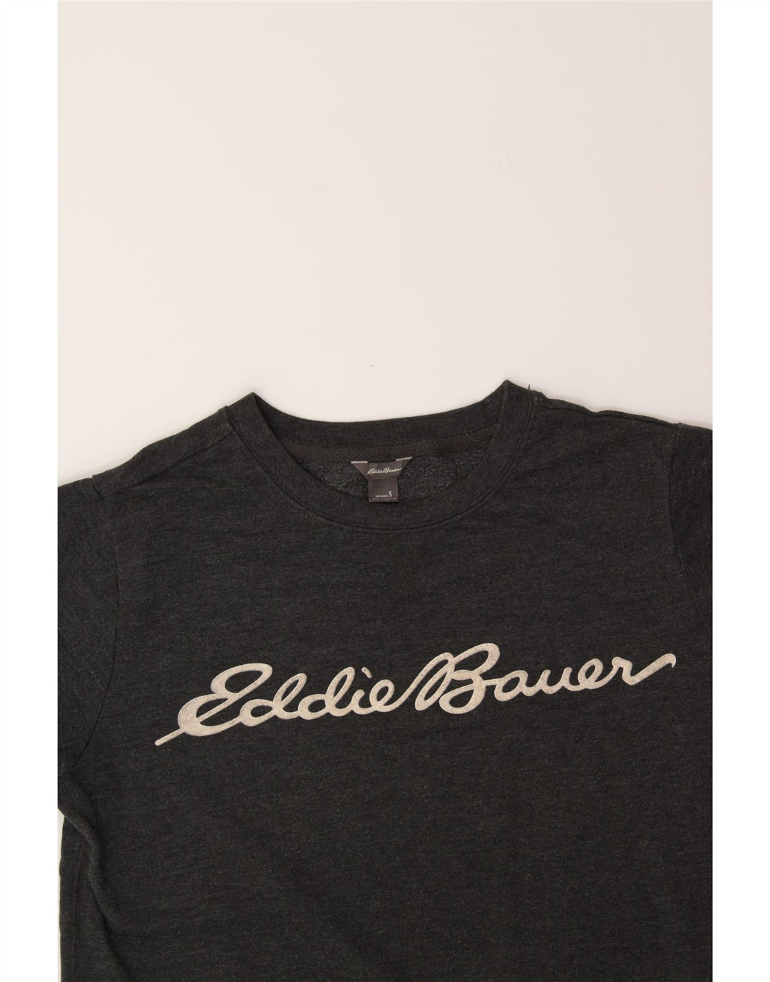 EDDIE BAUER Womens Graphic Oversized Sweatshirt Jumper UK 10 Small Grey Vintage Eddie Bauer and Second-Hand Eddie Bauer from Messina Hembry 