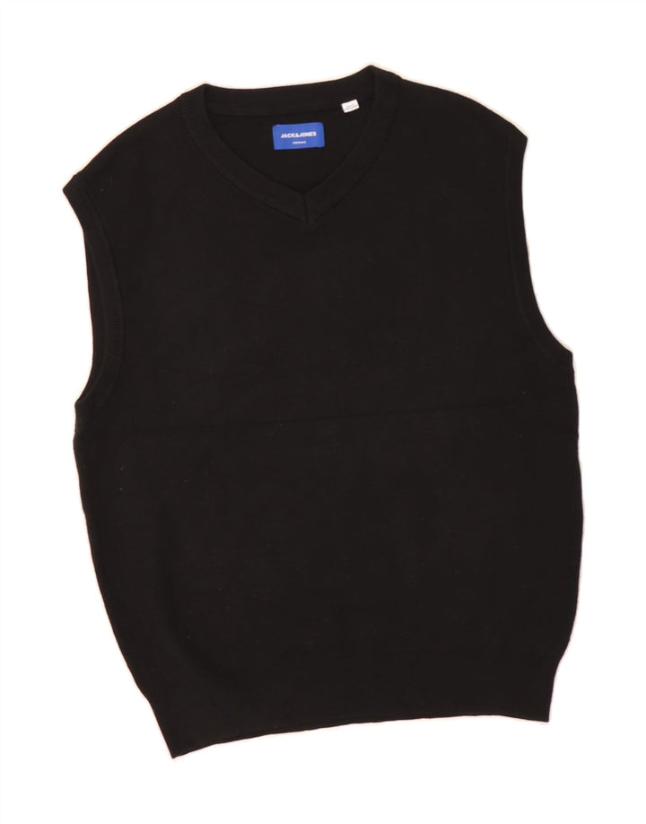 JACK & JONES Mens Vest Tank Top Small Black Polyester Vintage Jack & Jones and Second-Hand Jack & Jones from Messina Hembry 