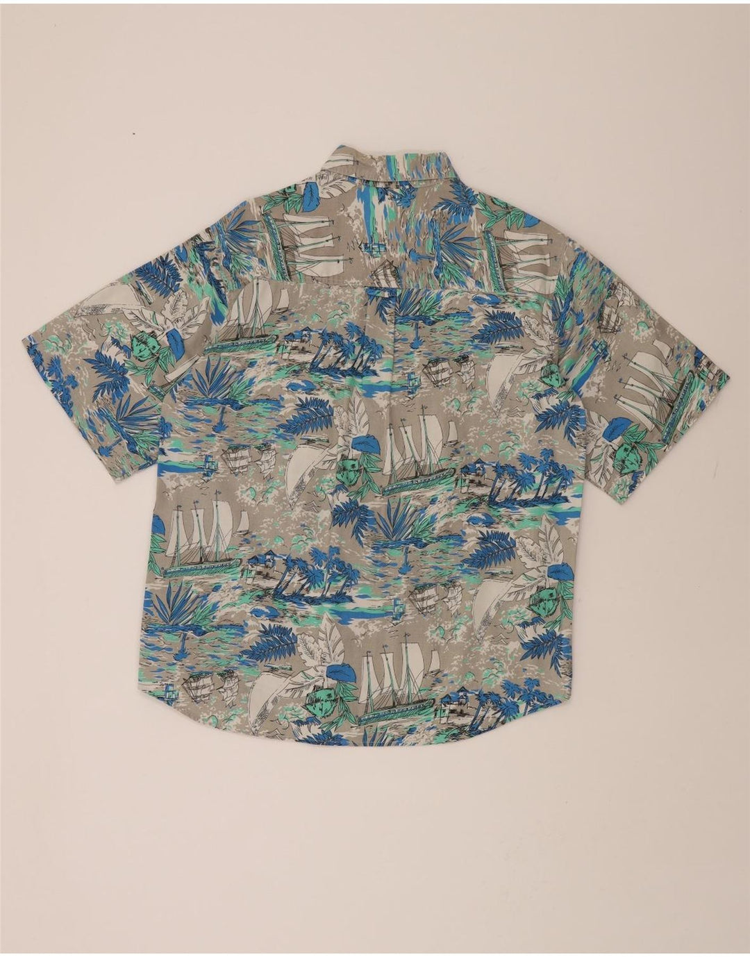VINTAGE Mens Abstract Pattern Short Sleeve Shirt Medium Grey Hawaiian Vintage Vintage and Second-Hand Vintage from Messina Hembry 