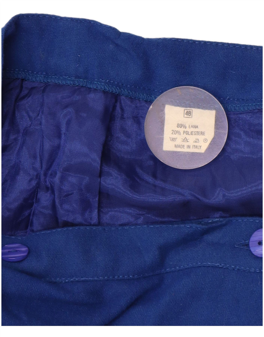 Gonna a portafoglio da donna vintage IT 48 XL W38 lana floreale blu