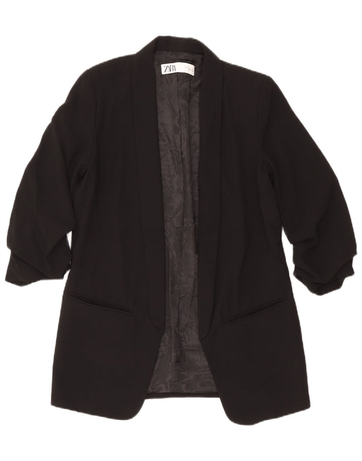 Giacca blazer aperta da donna con maniche a 3/4 Zara UK 10 piccola in poliestere nero