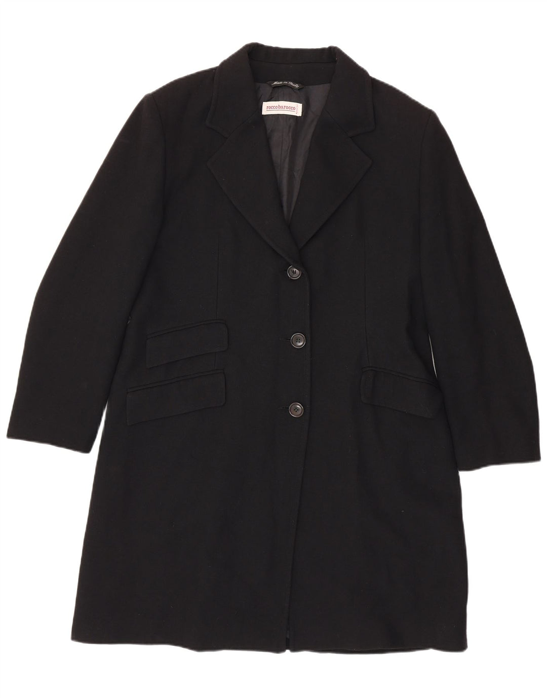 Giacca blazer a 3 bottoni lunga da donna Roccobarocco UK 16 grande nera