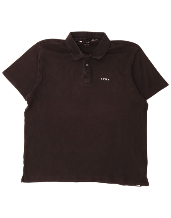 Dkny Mens Polo Shirt Large Black Cotton