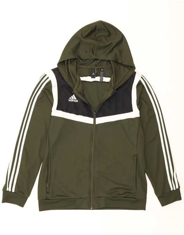Giacca da uomo Adidas Climalite con cappuccio, giacca grande color kaki