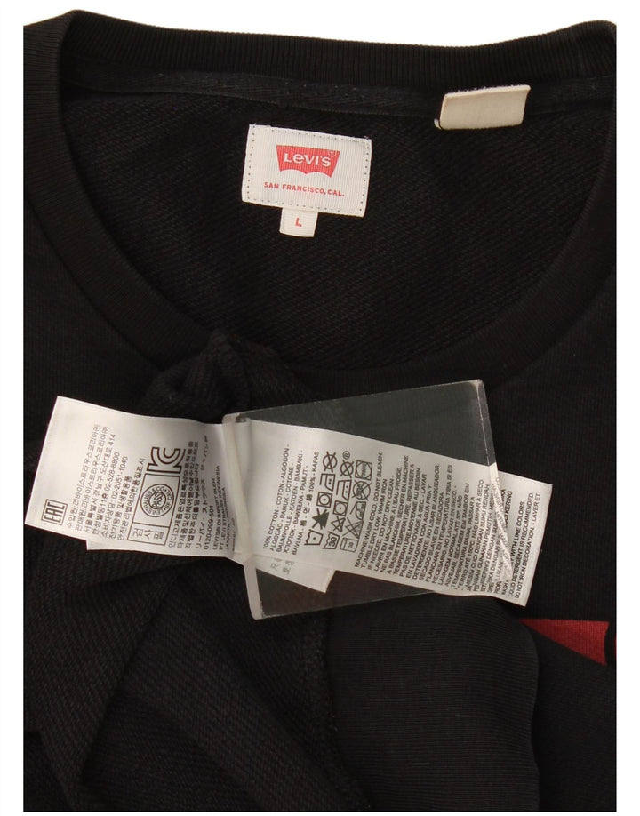 Levi's Felpa con grafica da uomo Maglione grande in cotone nero