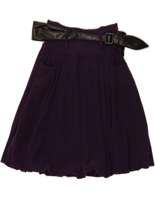 VINTAGE Womens Corduroy Pleated Skirt XL W30  Purple Cotton