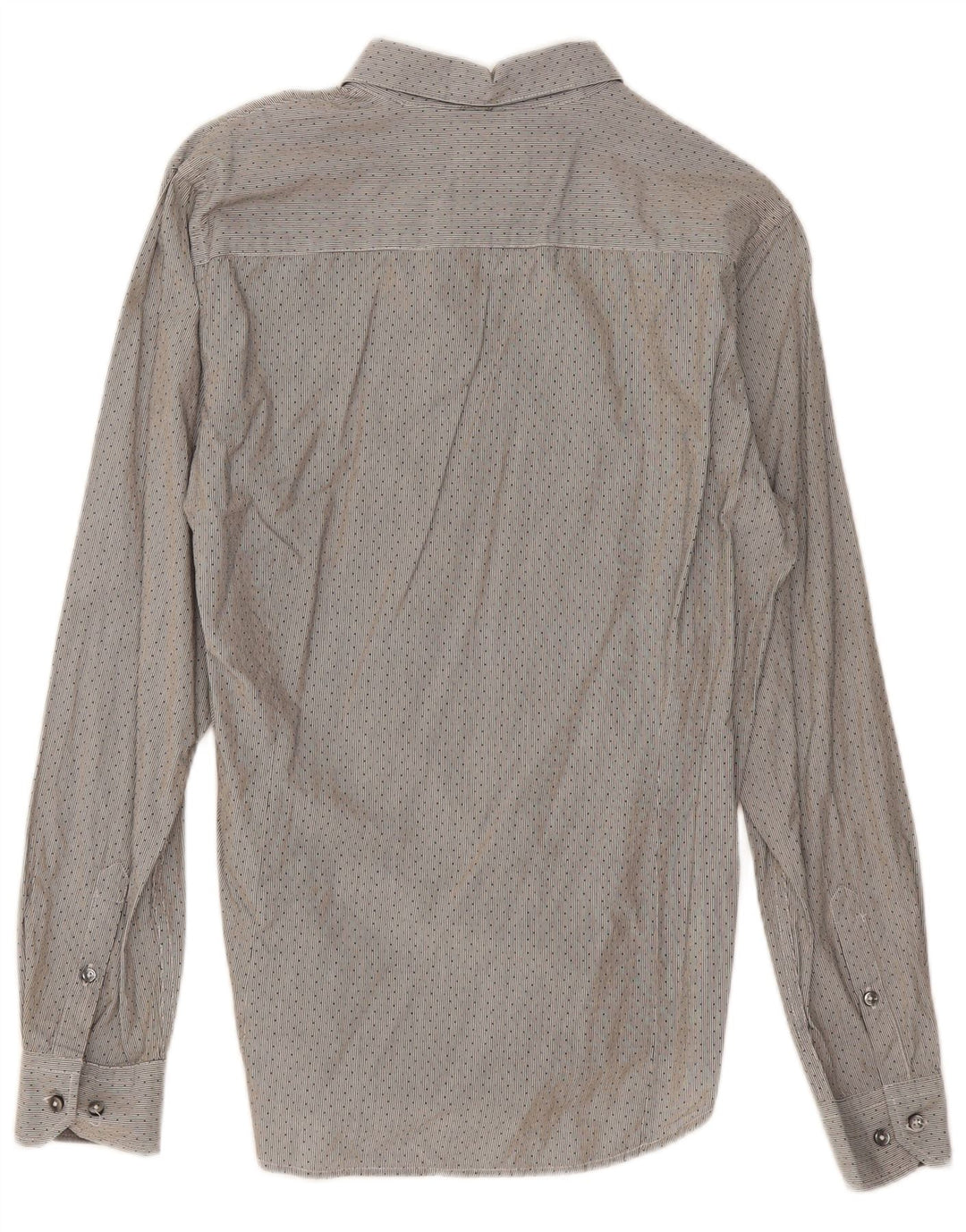 Camicia da uomo Sisley taglia 40 15 3/4 cotone gessato grigio medio