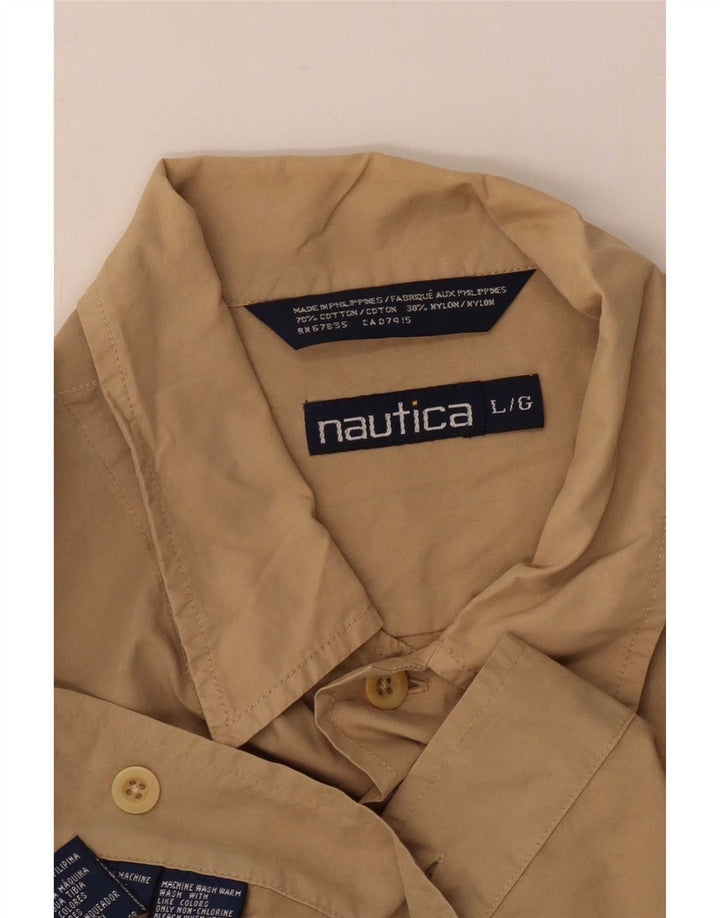 Camicia a maniche corte da uomo Nautica grande in cotone beige