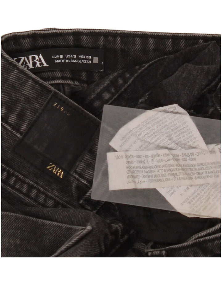 Pantaloncini di jeans a vita alta da donna ZARA piccoli W26 cotone grigio
