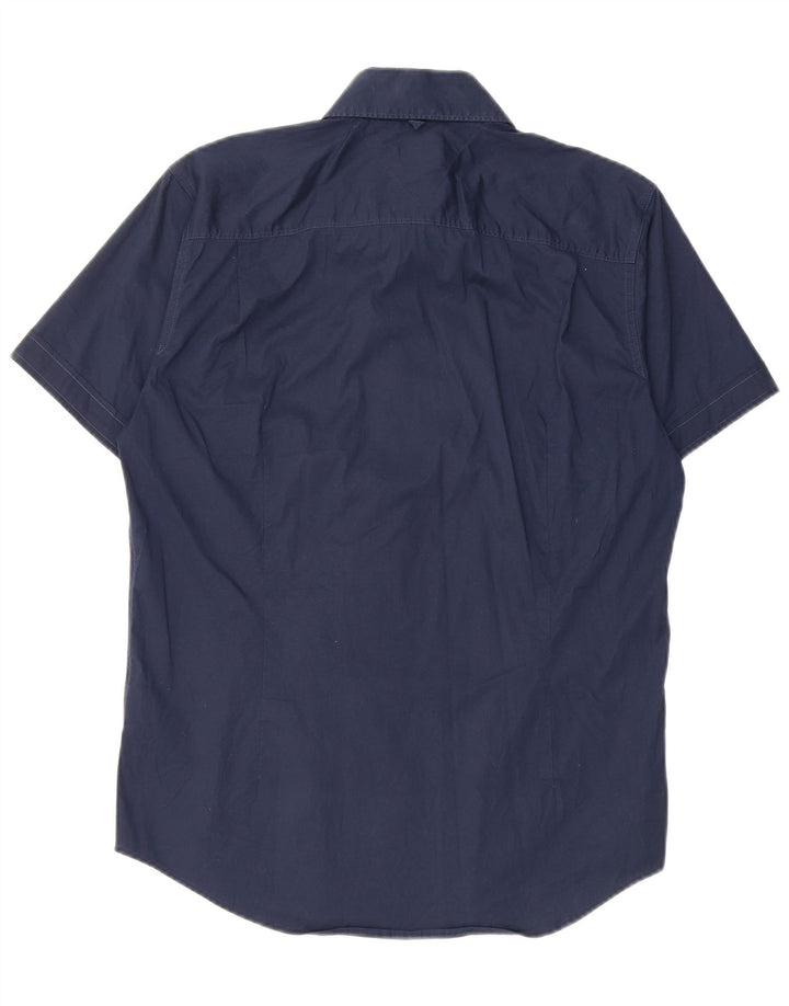 Camicia a maniche corte da uomo Tommy Hilfiger in cotone blu navy medio