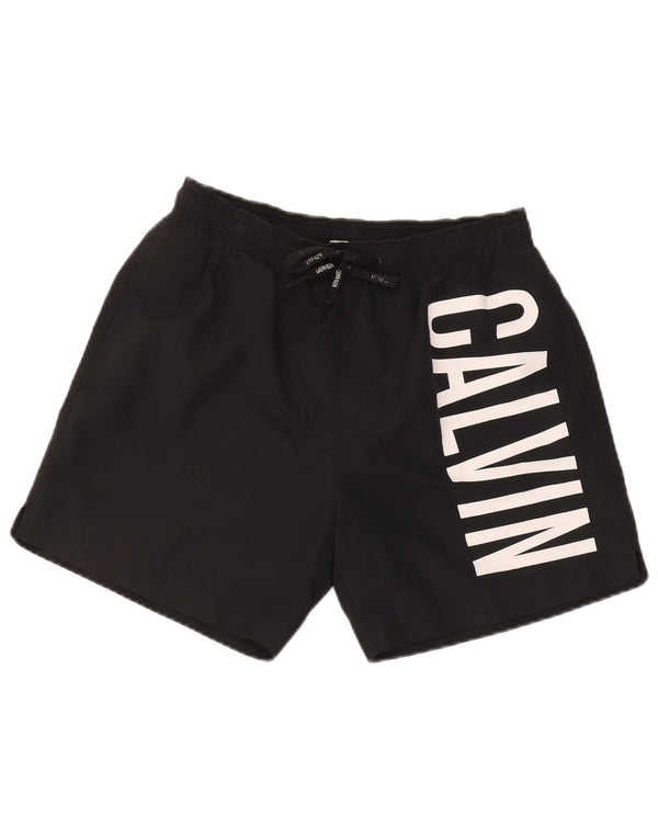 Pantaloncini da bagno grafici da uomo Calvin Klein piccoli in poliestere nero