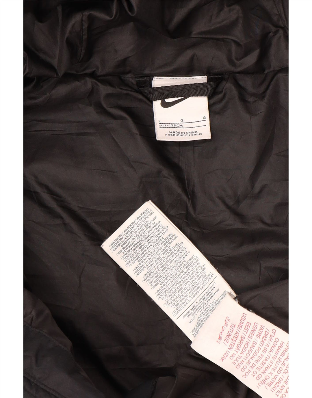 Giacca imbottita con cappuccio Nike da ragazzo 12-13 anni Large nera in poliestere