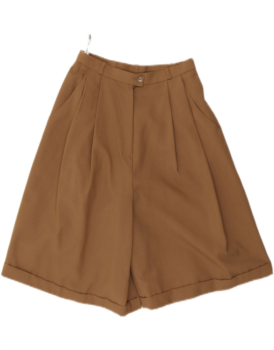 Pantaloncini chino a vita alta da donna VINTAGE IT 36 XS W24 Poliestere marrone