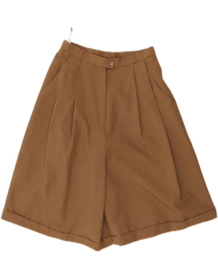 Pantaloncini chino a vita alta da donna VINTAGE IT 36 XS W24 Poliestere marrone