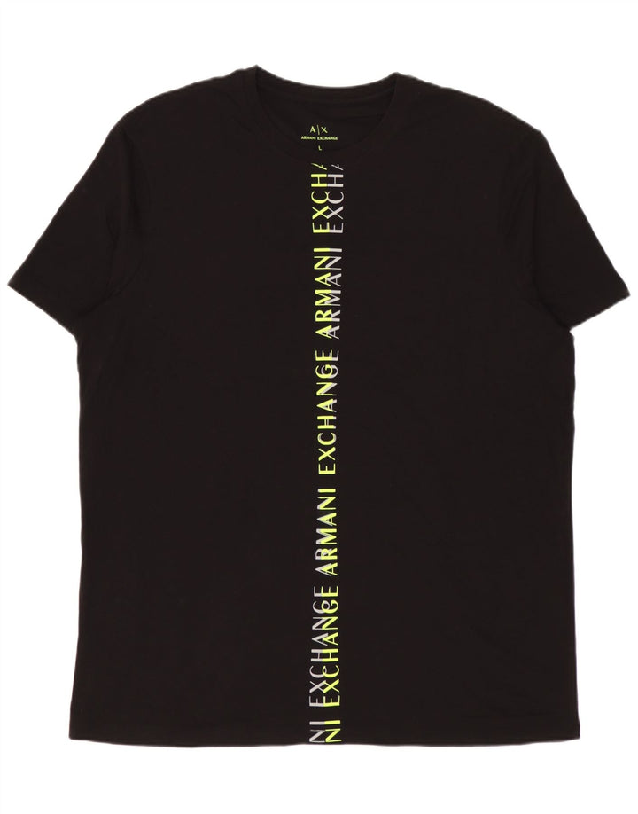 T-shirt grafica da uomo Armani Exchange Top grande in cotone nero