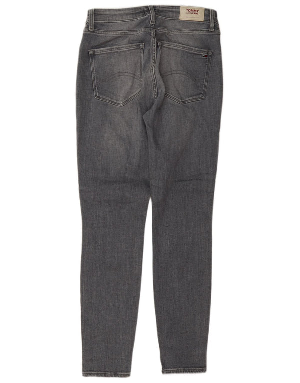Jeans skinny a vita alta da donna Tommy Hilfiger W30 L30 cotone grigio