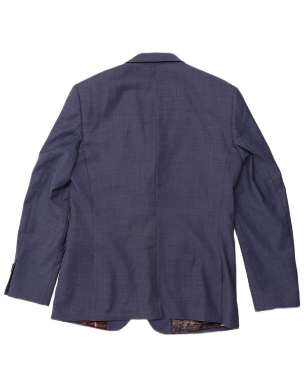 TED BAKER Giacca blazer da uomo a 2 bottoni vestibilità moderna UK 40 grande blu maculato