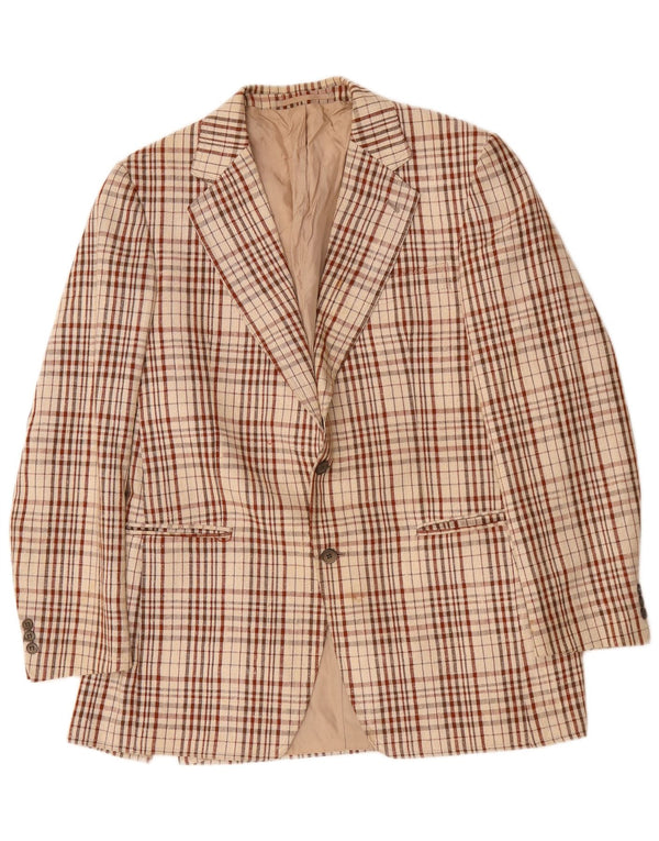 Giacca blazer vintage da uomo a 2 bottoni UK 38 a quadri beige medio