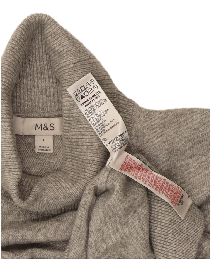 Maglione maglione a collo alto da donna Marks & Spencer UK 16 grande grigio screziato