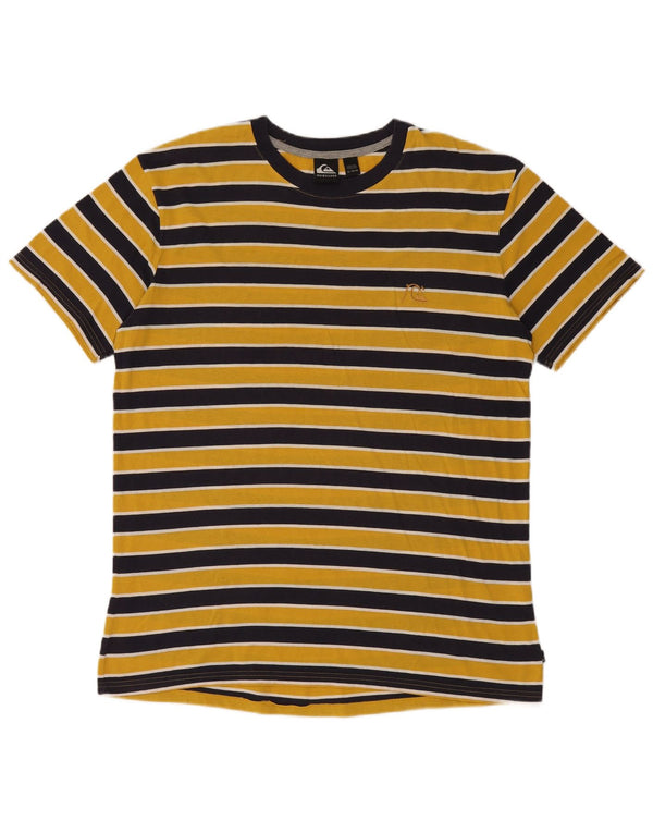T-shirt da uomo Quiksilver Top XL in cotone a righe gialle