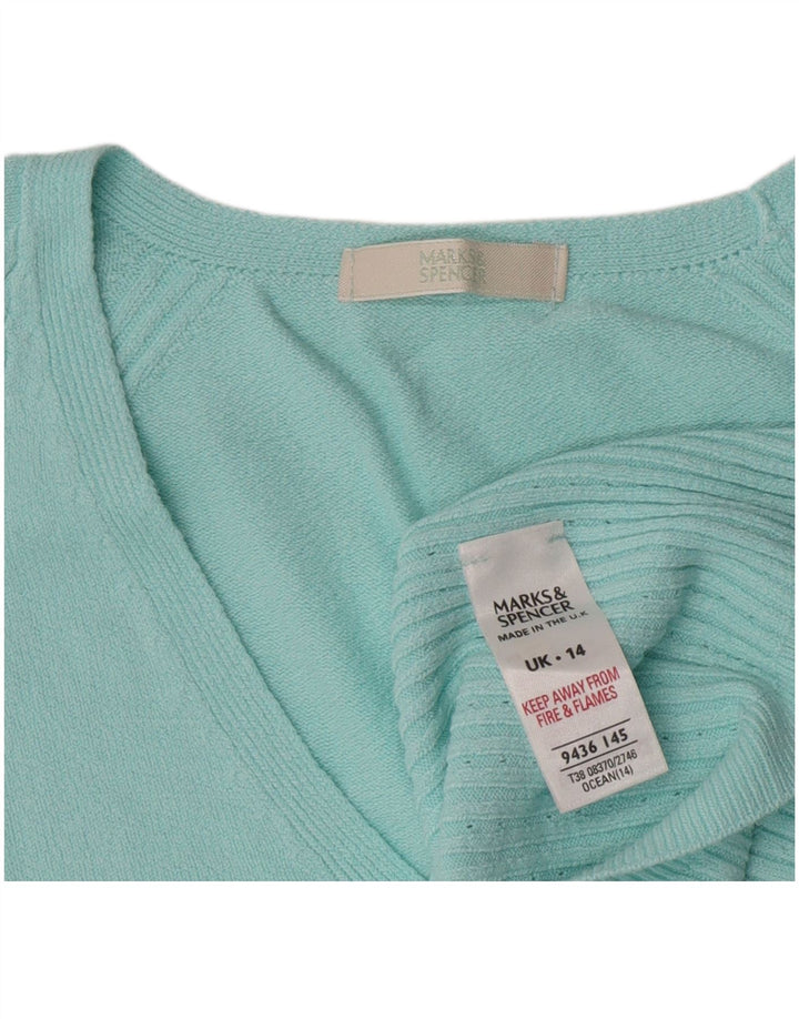 Maglione corto con scollo a V da donna Marks & Spencer UK 14 Medio Turchese