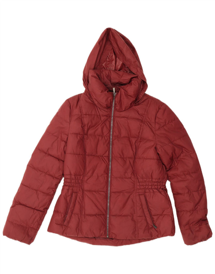Giacca imbottita con cappuccio da donna Marks & Spencer UK 12 poliestere bordeaux medio